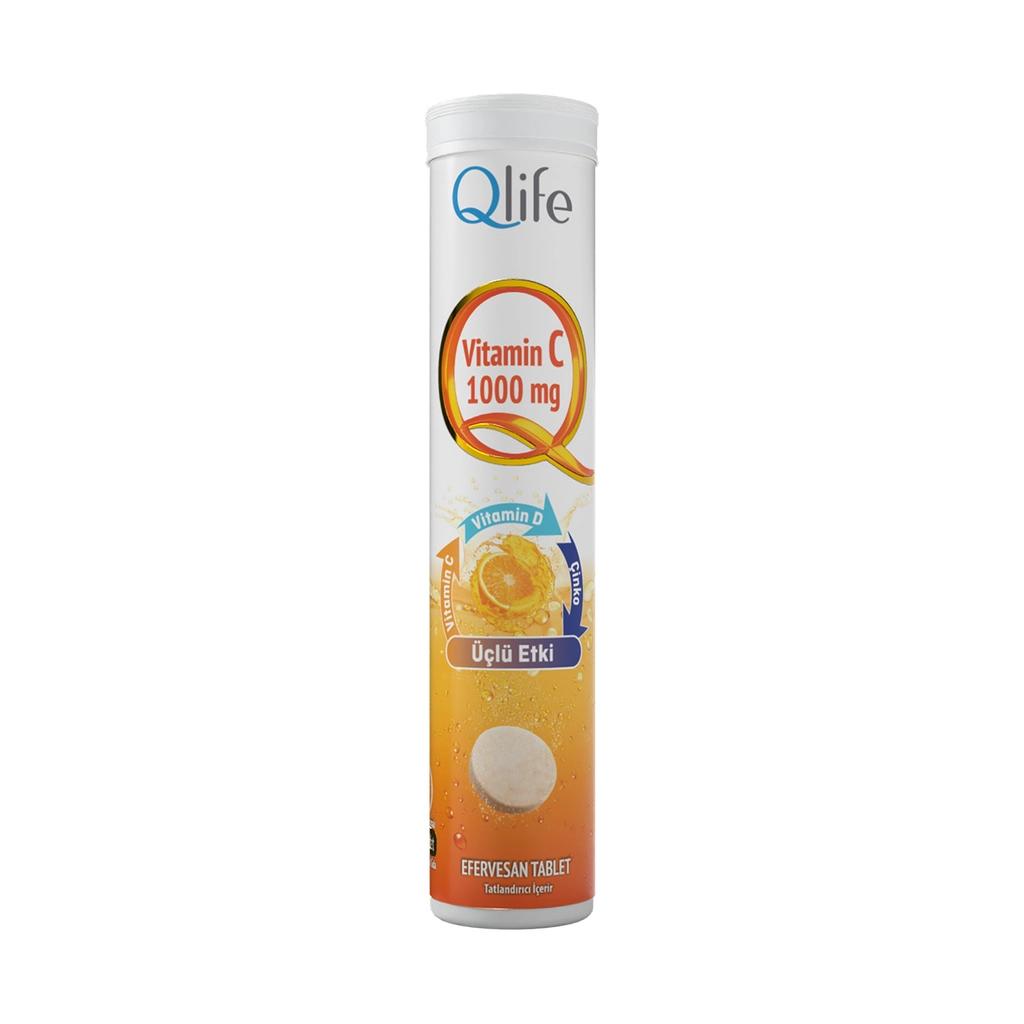 Qlife Plus Vitamin C, D3 & Zinc Effervescent Tablets 20 Count
