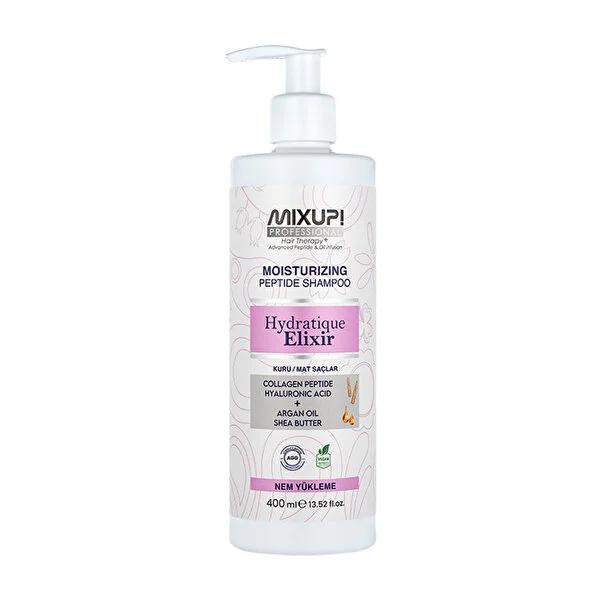 Mixup Moisturizing Shampoo Hydratique Elixir Peptit - Hydrating Shampoo for Dry Hair with Argan Oil & Shea Butter - 13.53 fl oz