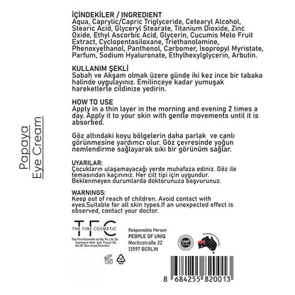 The Fine Organics Papaya Eye Cream for Fine Lines & Puffiness 20ml