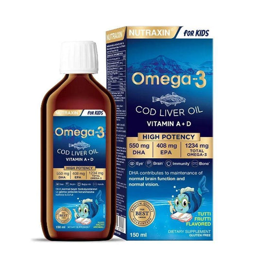 Nutraxin Omega-3 for Kids Syrup - Allergen-Free, Natural Flavor