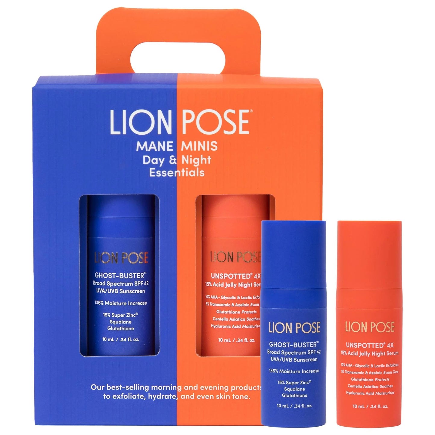 Dr. Dennis Gross Mane Mini Day & Night Skincare Set with SPF & AHA - Vegan, Cruelty-Free Hyperpigmentation Treatment & Mineral Sunscreen