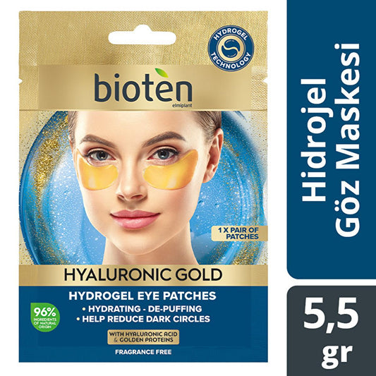 Bioten Hyaluronic Gold Eye Mask - Natural Skincare for Dark Circles & Puffiness Reduction