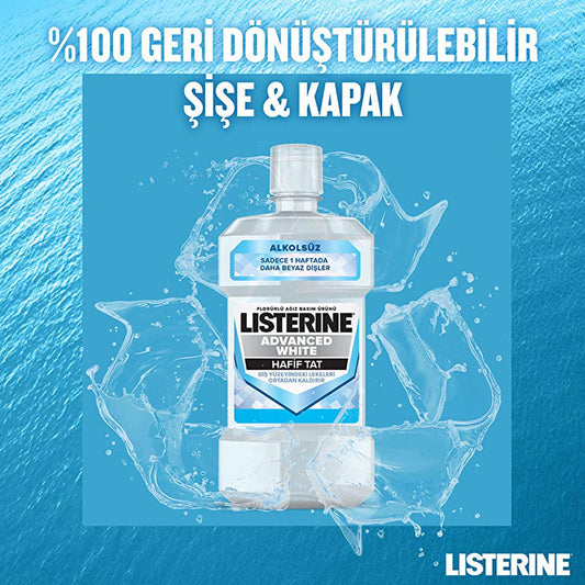Listerine Advanced White Mouthwash for Whitening Teeth - 1000 ml Advanced Oral Care