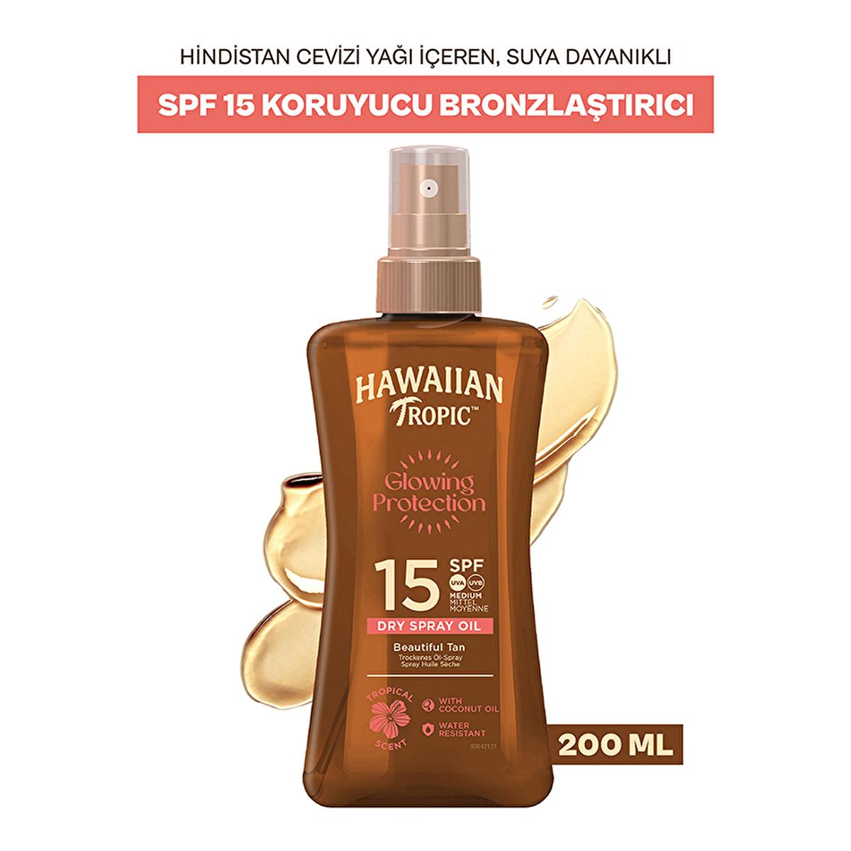 Hawaiian Tropic SPF 15 Dry Spray Tanning Oil: Protect & Bronze with Coconut & Aloe, Vegan & Cruelty-Free Sunscreen - Water Resistant