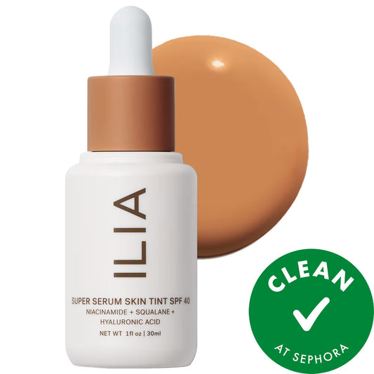 Ilia Super Serum Skin Tint SPF 40: Dewy Coverage, Hydrating Hyaluronic Acid & Niacinamide for Radiant Skin - Vegan & Cruelty-Free