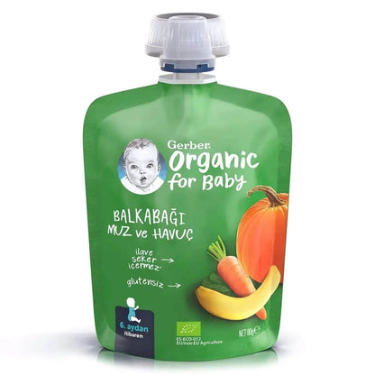 Gerber Organic Banana Carrot & Pumpkin Baby Puree 90g