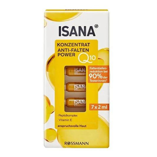 Isana Q10 Anti-Wrinkle Serum Ampoules: Reduce Wrinkles, Smooth & Hydrate - German Anti-Aging Facial Serum with Acai Berry - 7x2ml