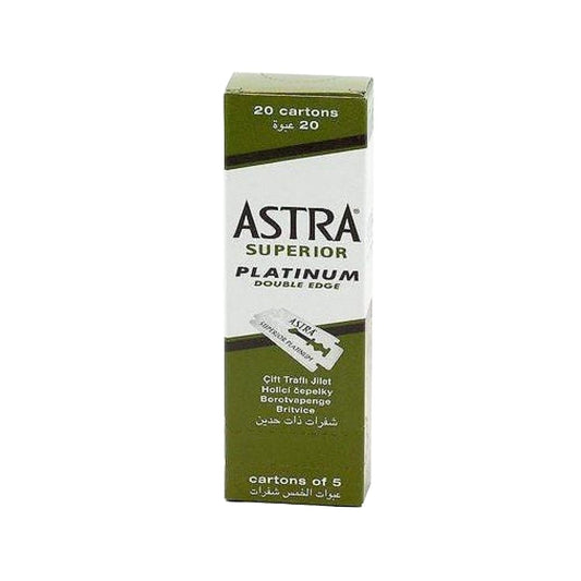 Astra Professional Superior Platinum Double-Edged Razors - 5 Packs of 20 Platinum-Coated Blades for Smooth Shaving Experience