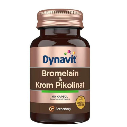 Dynavit Bromelain Chromium Picolinate Dietary Supplement for Digestive Health - 60 Capsules