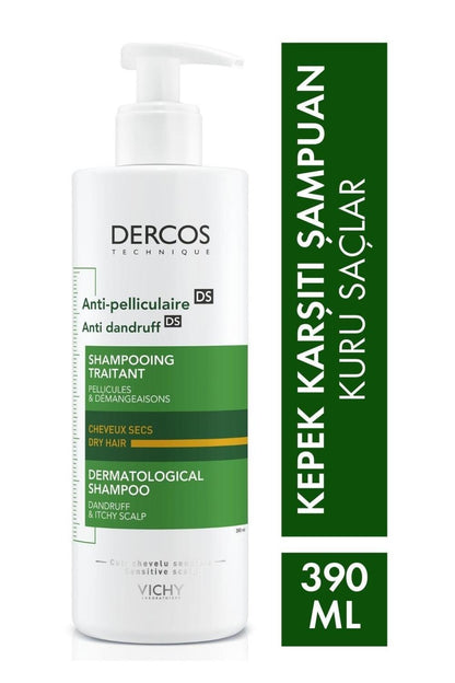 Vichy Dercos Anti-Dandruff Shampoo for Dry Hair - 390ml - Salicylic Acid, Hypoallergenic - Dandruff & Itchy Scalp Relief