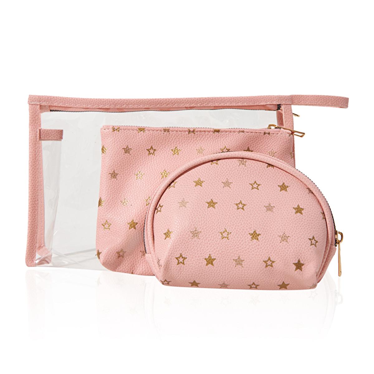 Eklips 3-Piece Handbag Set - PVC Clear Outer Bag with Faux Leather Inner Bags