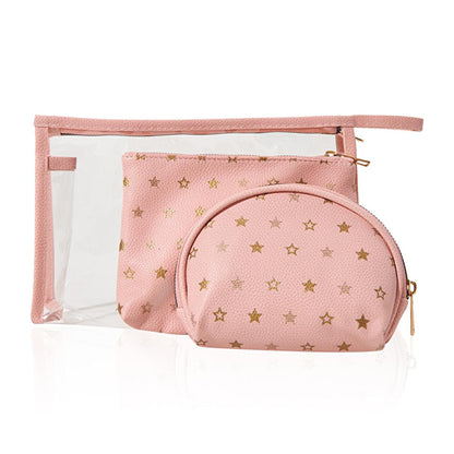 Eklips 3-Piece Handbag Set - PVC Clear Outer Bag with Faux Leather Inner Bags