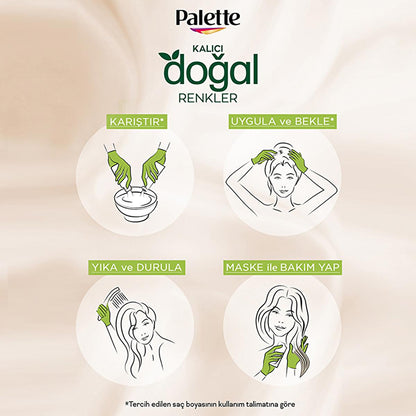 Palette Natural Hair Dye - Permanent Hair Color with Natural Ingredients - 8-77 Tarçın Bakır