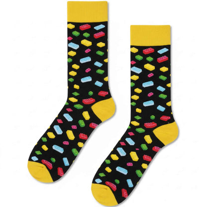 Carnaval Socks Lego Pattern Crew Socks Colorful Novelty 1 Pair