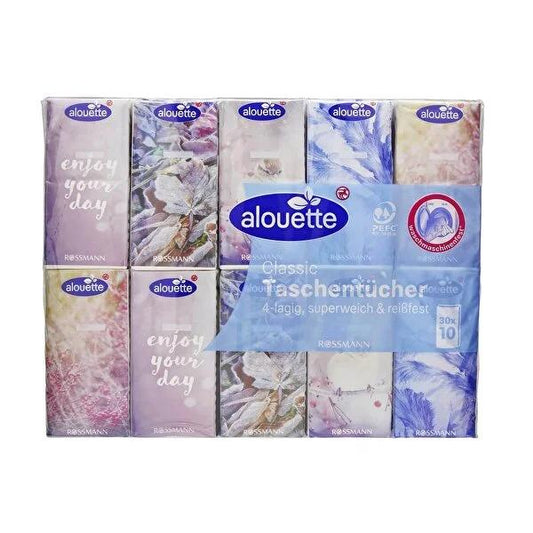 Alouette Soft Tissue Paper - 30 Packs of 10, Chlorine-Free & Hygienic