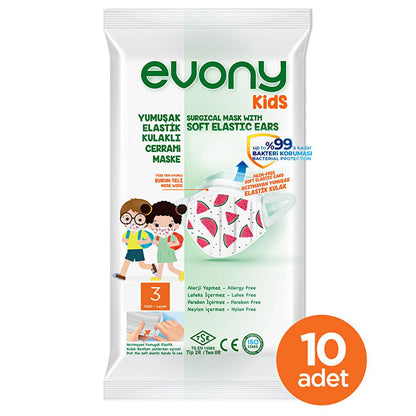 Evony Children's Face Mask: 10-Pack - TSE Certified, Soft, Comfortable, & Allergy-Free Kids Face Masks for Reliable Respiratory Protection