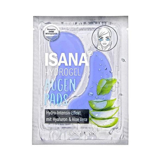 Isana Hydrogel Under Eye Pads with Aloe Vera - Reduce Dark Circles & Puffiness, Vegan Cooling Eye Mask, Hyaluronic Acid & Caffeine Treatment