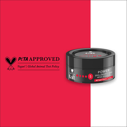 Taft Power: Caffeine Infused Hair Styling Wax - Mega Strong 48H Hold, Humidity & Wind Protection - Long Lasting Men's Hair Wax