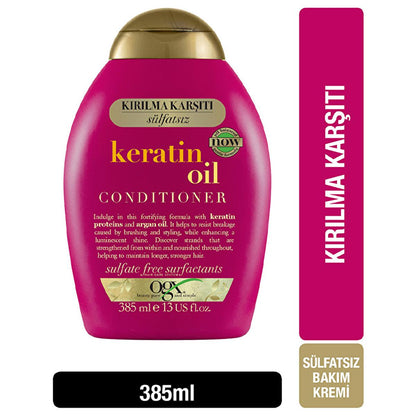 OGX Keratin Oil Hair Conditioner: Anti-Breakage Formula for Stronger, Shinier Hair - Sulfate Free, Argan Oil Infused (13 fl oz)