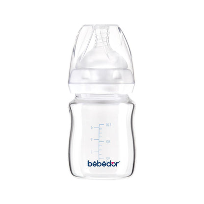 Bebedor Glass Baby Bottle: Heat Resistant, Wide Neck, Anti-Colic & Leak-Proof - Newborn Feeding Essential