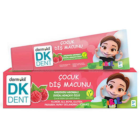 DK Dent Natural Raspberry Flavored Children's Toothpaste - Xylitol, Stevia, Fluoride-Free & SLS-Free, 1.69 fl oz