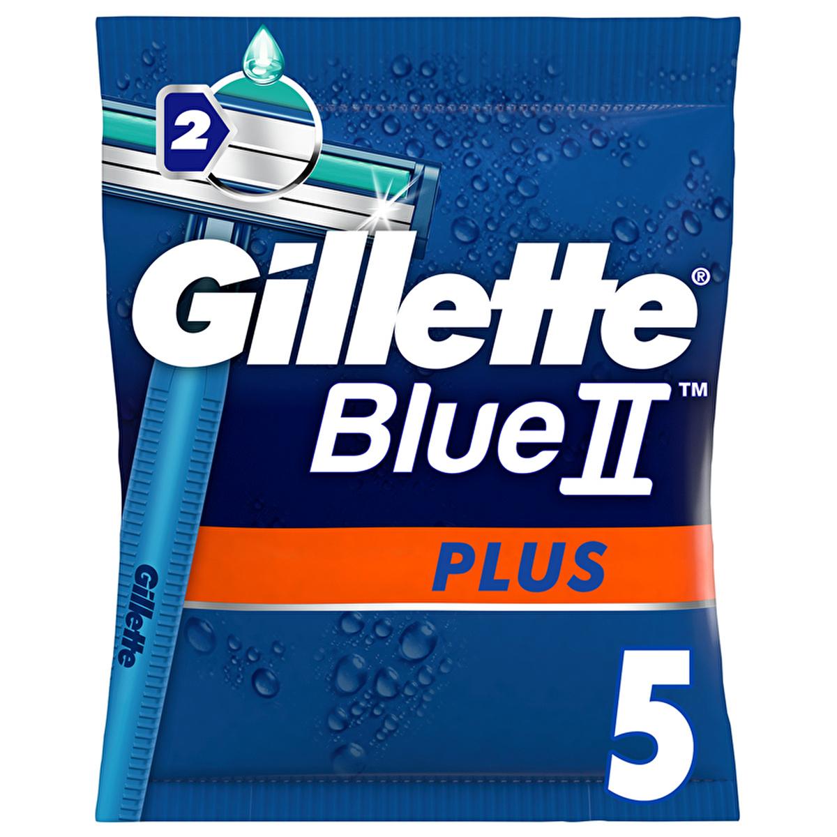 Gillette Men's Disposable Razor - Gillette Blue2 Plus 5-Pack, Chrome-Plated Blades, Lubricating Strip for Smooth Shave