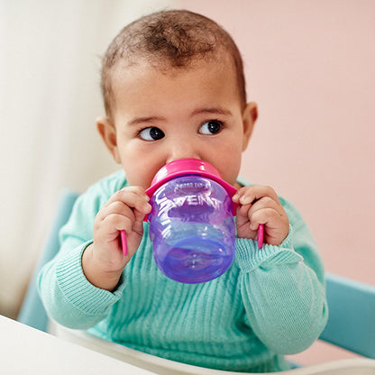 Philips Avent Sippy Cup for Baby Girls 6+ Months - Leak Proof Training Cup, 7 oz - Easy Grip, BPA Free