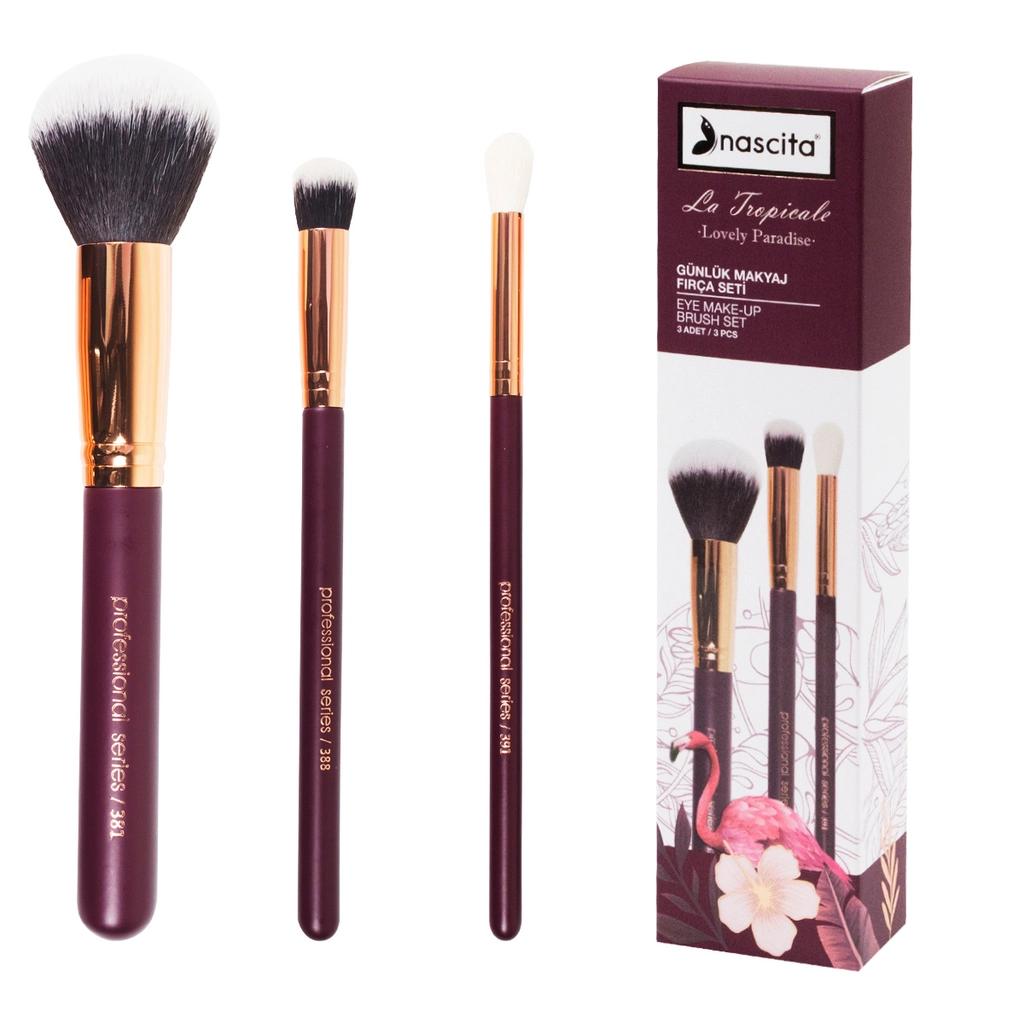 Nascita Tropicale 3-Piece Makeup Brush Set for Seamless Blending