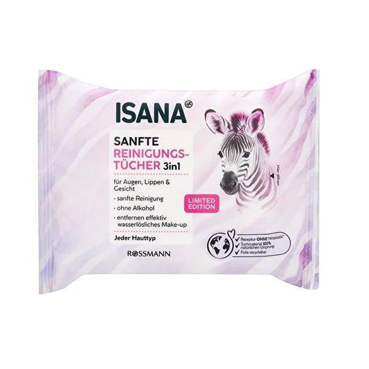 Isana 3-in-1 Facial Cleansing Wipes - Gentle Makeup Remover for Sensitive Skin