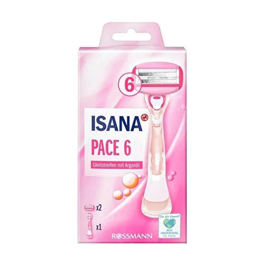 Isana Women's 6-Blade Razor with Moisturizing Strip for Gentle Hair Removal - Comfortable Shaving Experience for Women