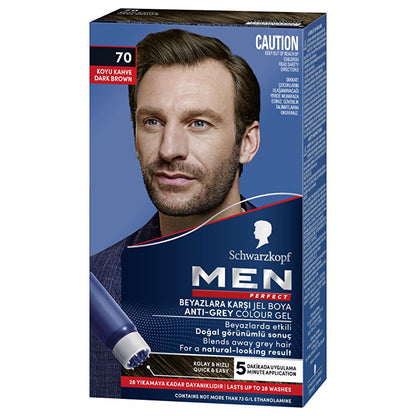Men Perfect 70 Dark Brown Hair Dye - Men's Hair Dye for Grey Hair Coverage
