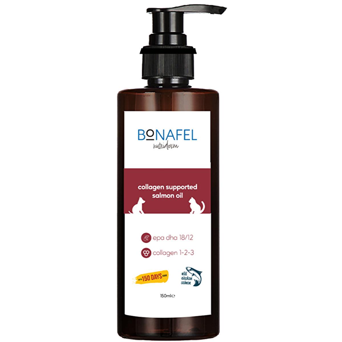 Bonafel Omega-3 Pet Supplement Oil for Cats and Dogs - 5.07 fl oz, Rich in Alaska Salmon Oil, Collagen, Vitamin C & D