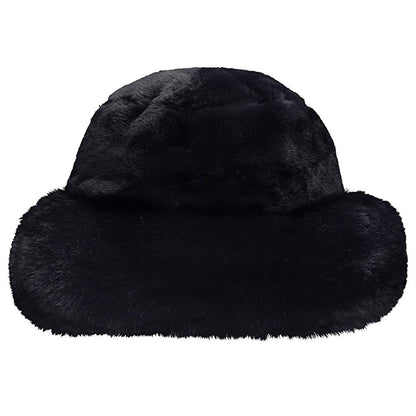 Eklips Black Plush Bucket Hat for Cozy Winter Style