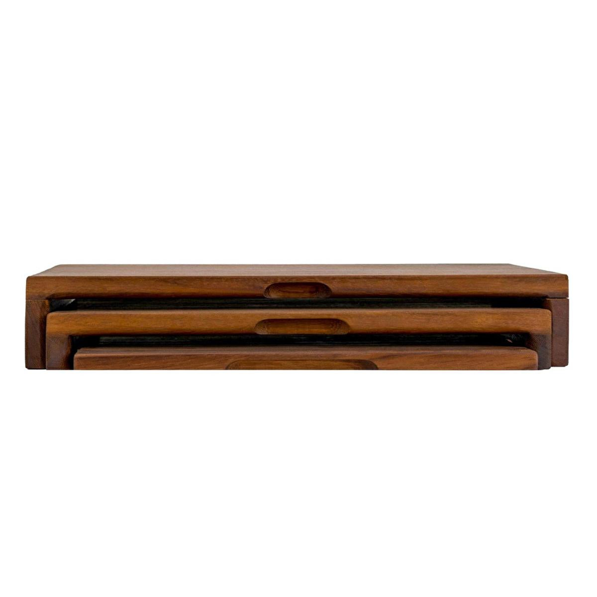 Lava Cast Iroko Wooden Serving Board Set - Durable Rectangular Cutting Board for Meat and Food Serving, 9.84 x 15.75 inches