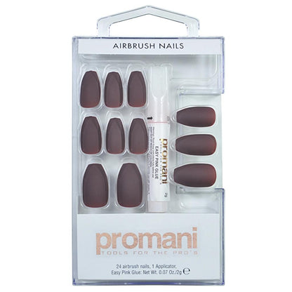 Promani Matte Burgundy False Nail Kit 24 Count