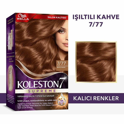 Wella Koleston Supreme Hair Dye 7/77 Işıltılı Kahve - Luxurious Cream Dye for Vibrant Color
