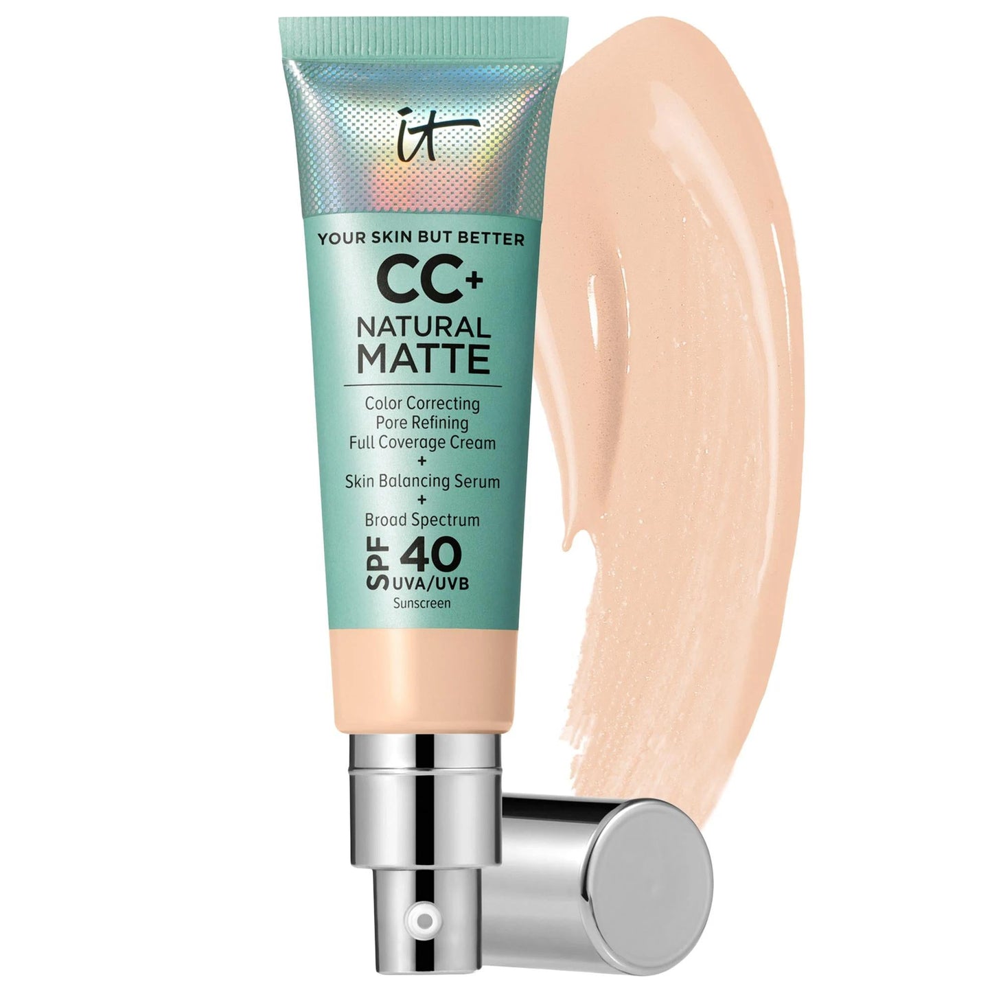 CC+ Cream Natural Matte Foundation with SPF 40 by CC Brand - Full Coverage, Non-Comedogenic, Vegan Makeup