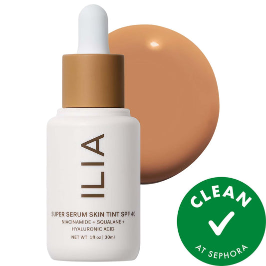 ILIA Super Serum Skin Tint SPF 40: Dewy, Light Coverage Foundation with Hyaluronic Acid & Niacinamide - Vegan & Cruelty-Free Skincare Makeup