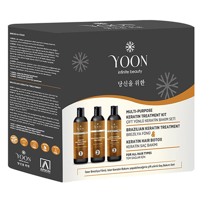 Yoon Keratin Hair Care Set - Sulfate-Free, Nourishing Treatment for Damaged Hair with Brazilian Blowout Straightening Effect