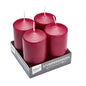 Rubin Licht Burgundy Candle Set - 4 Pieces, Long-Lasting Ambient Lighting, Home Decor