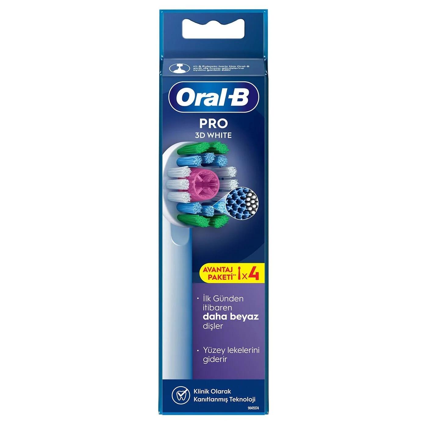 Oral-B 3D White Replacement Brush Heads with X-Filaments 4-Pack