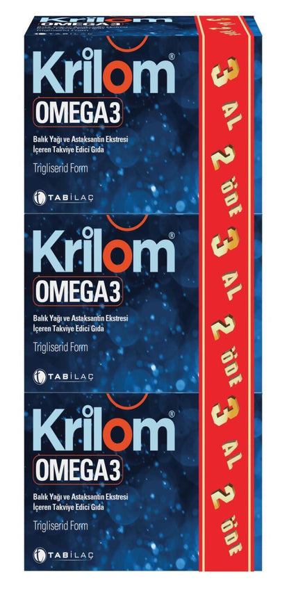 Krilom Omega-3 Dietary Supplement with Astaxanthin - Fish Oil Capsules for Heart Health Support