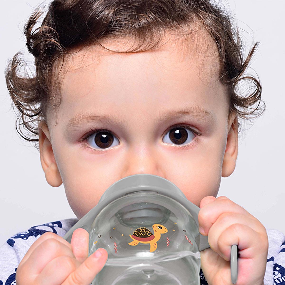 Babyjem Spill-Proof Baby Sippy Cup - 8.45 fl oz, Grey - Easy Transition from Bottle to Cup for Babies Aged 6-18 Months