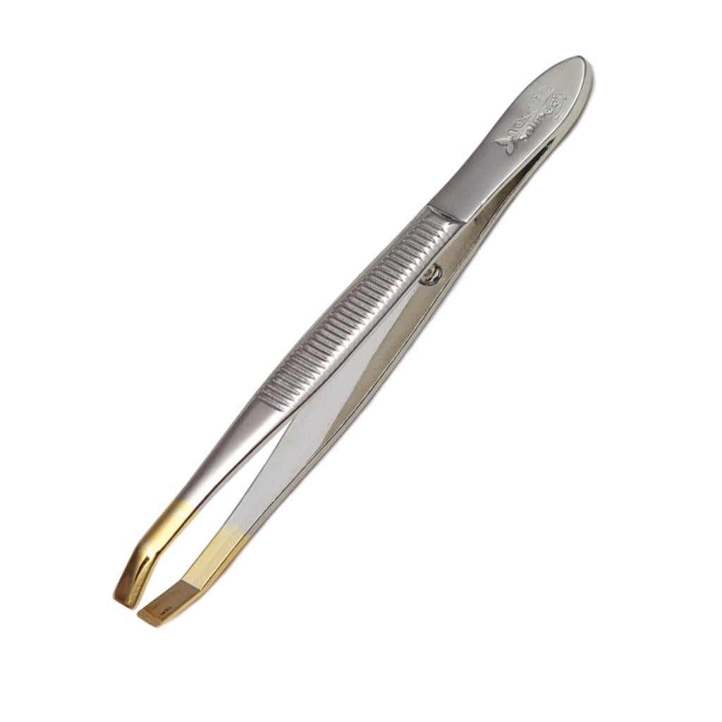 Nascita Half Yellow Flat Tip Tweezers for Precise Grooming