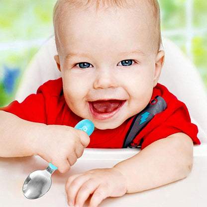 Babyjem Stainless Steel Baby Utensil Set - BPA Free, Ergonomic Design for Independent Eating