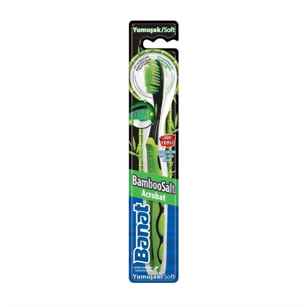 Banat BambooSalt Soft Bristle Manual Toothbrush for Sensitive Teeth and Gums - Natural Oral Care