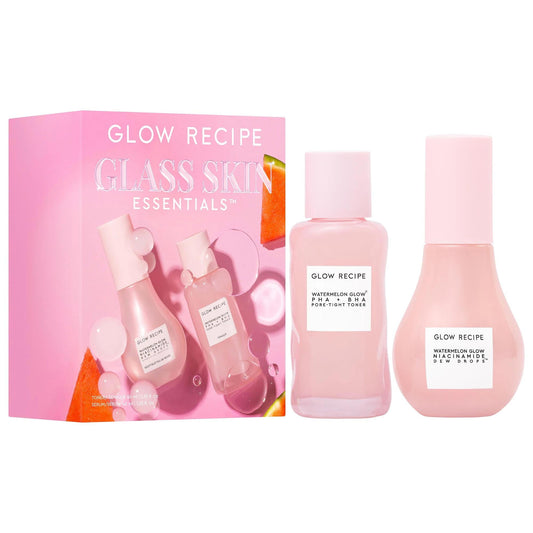 Glow Recipe Glass Skin Essentials Set: Watermelon Niacinamide & PHA BHA - Pore Tightening, Brightening, and Hydrating for Dewy Skin