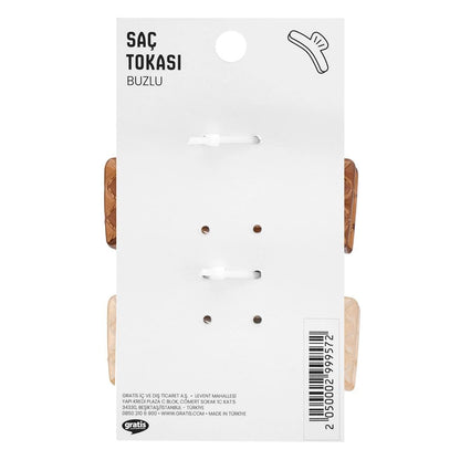 Eklips Frosted Rectangular Hair Clips Beige & Brown 2-Pack