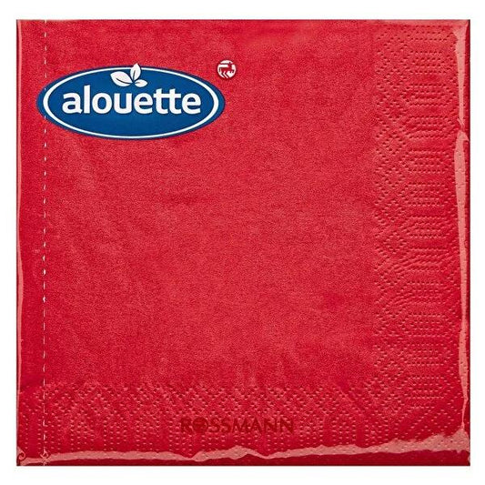 Alouette Red Disposable Napkins - 30 Count, 33x33 cm - Perfect for Household, Events, and Parties