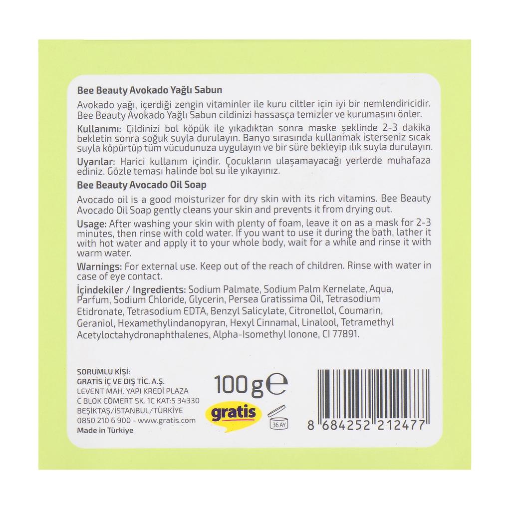 Bee Beauty Avocado Oil Bar Soap for Hydrated Skin 100g